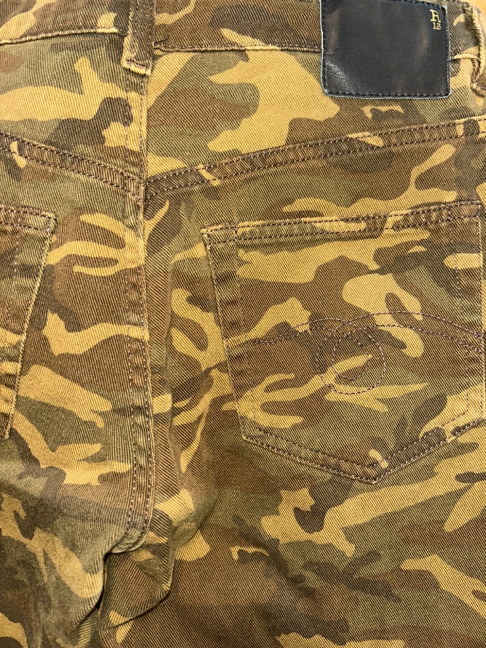 R13 sz 25 CAMO X-OVER Camouflage Skinny Jeans in Brown and Olive Tones - Picture 7 of 8